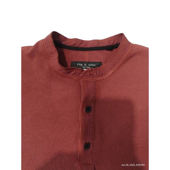 Rag & Bone Mens Size Large Waffle knit Henley Grungecore Distressed Shirt Preppy - Picture 6 of 13